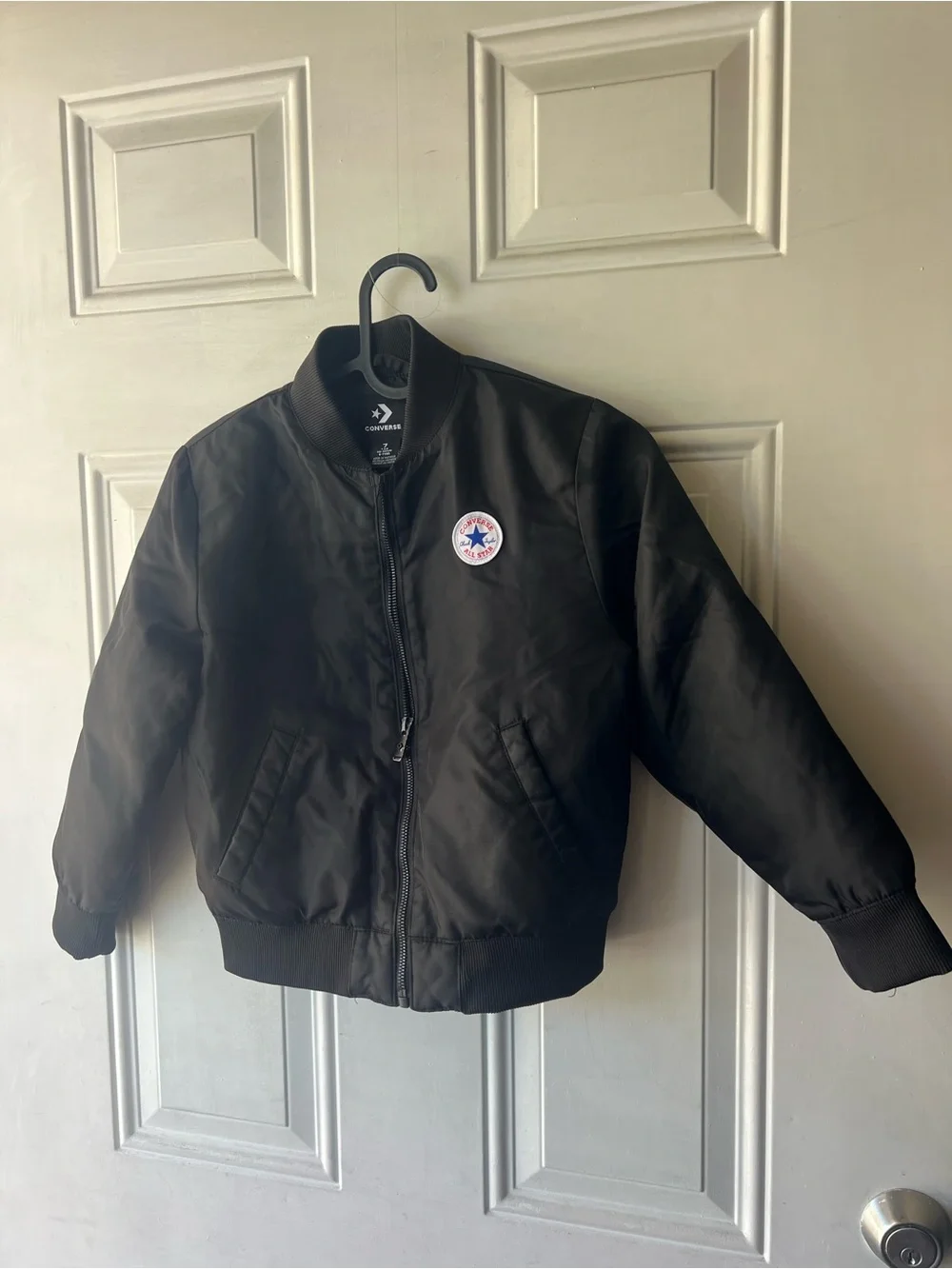 Converse Black Puffer Jacket with White Arch Logo